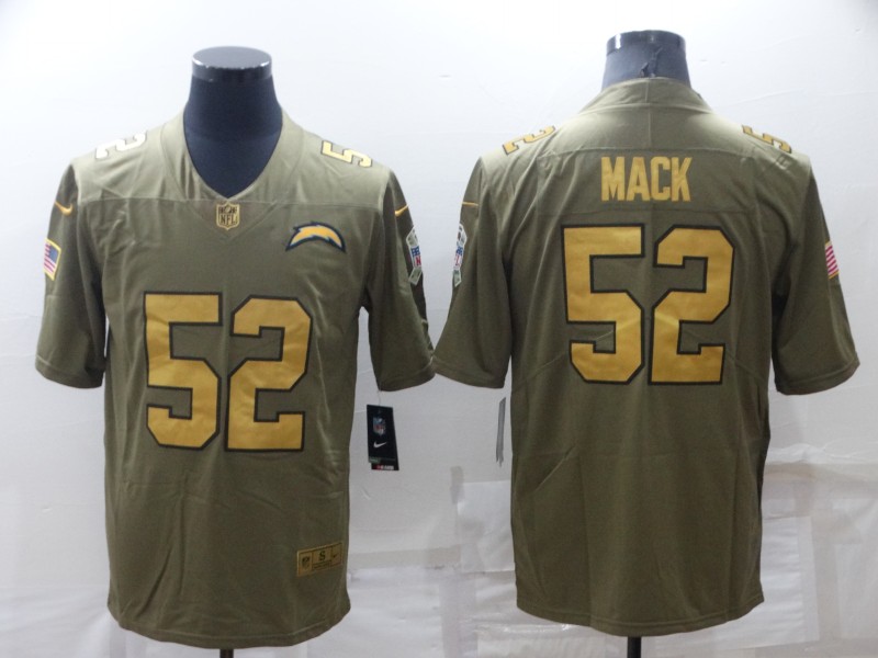 Men's Los Angeles Chargers #52 Khalil Mack Olive/Gold Salute To Service Limited Stitched Jersey Men's Los Angeles Chargers #52 Khalil Mack Olive/Gold Salute To Service Limited Stitched Jersey